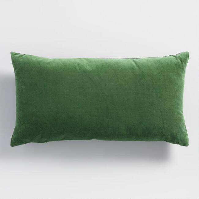 Green Velvet Lumbar Pillow