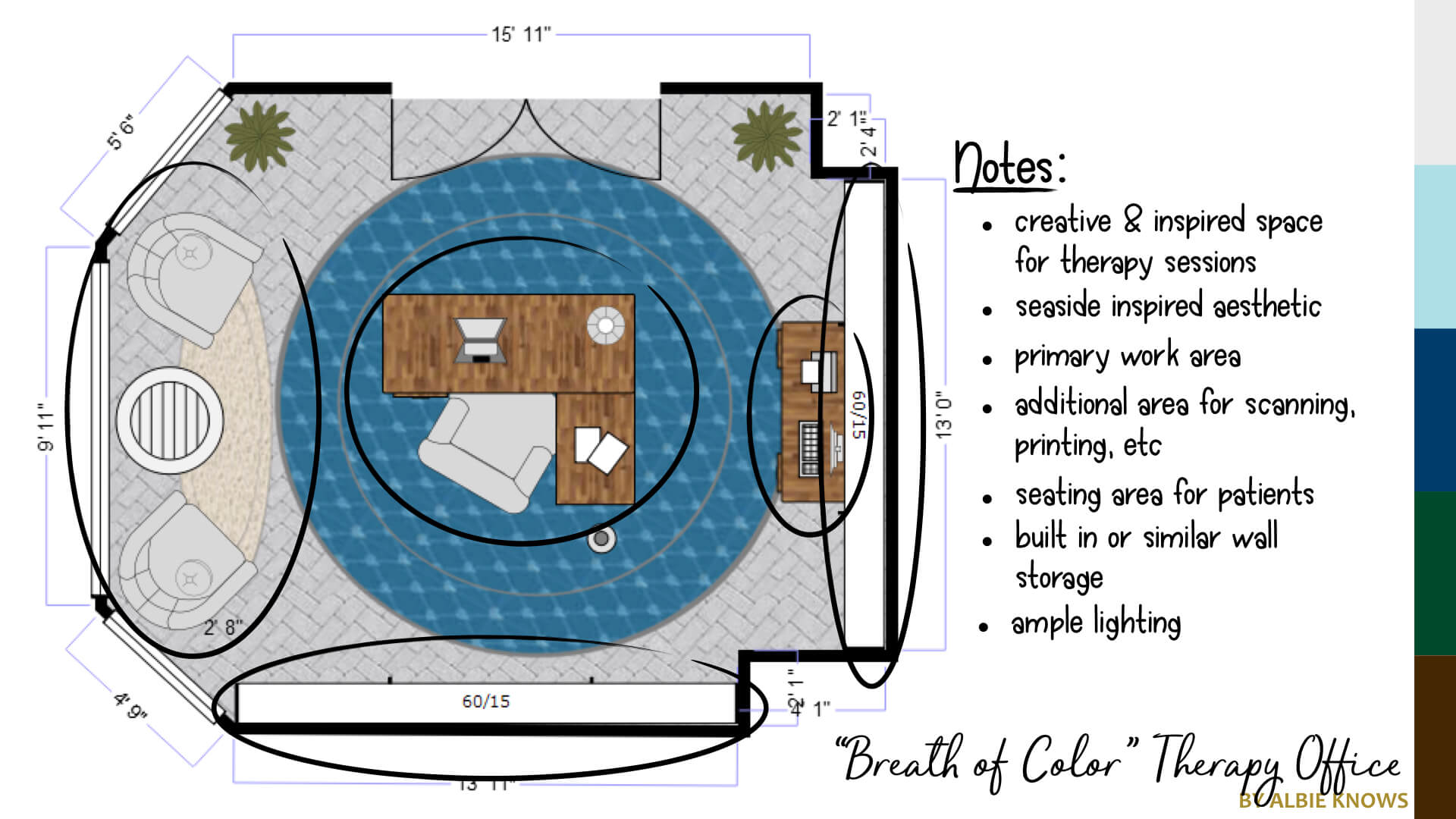 Creative Therapy Office Space Plan by Albie Knows