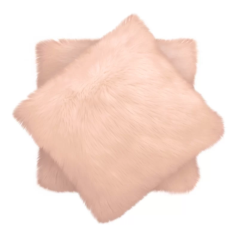 Blush Faux Fur Set of 2 Pillows