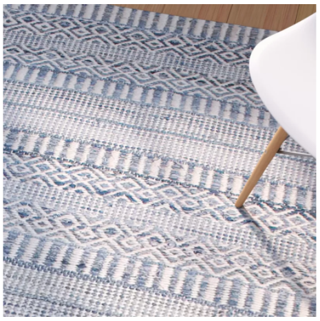 Firenze Hand-Woven Wool Ivory/Blue Area Rug