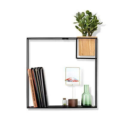 Cubist Floating Shelf with Built-In Succulent Planter