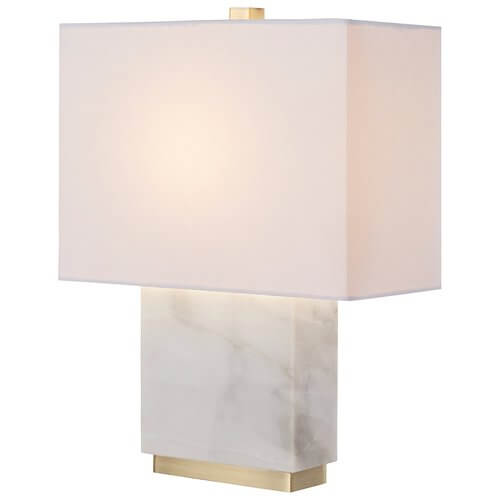 : Mid-Century Marble and Brass Table Lamp, with Bulb