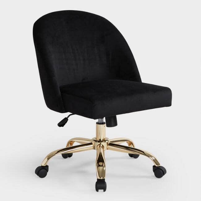 Black Velvet Camela Upholstered Office Chair 