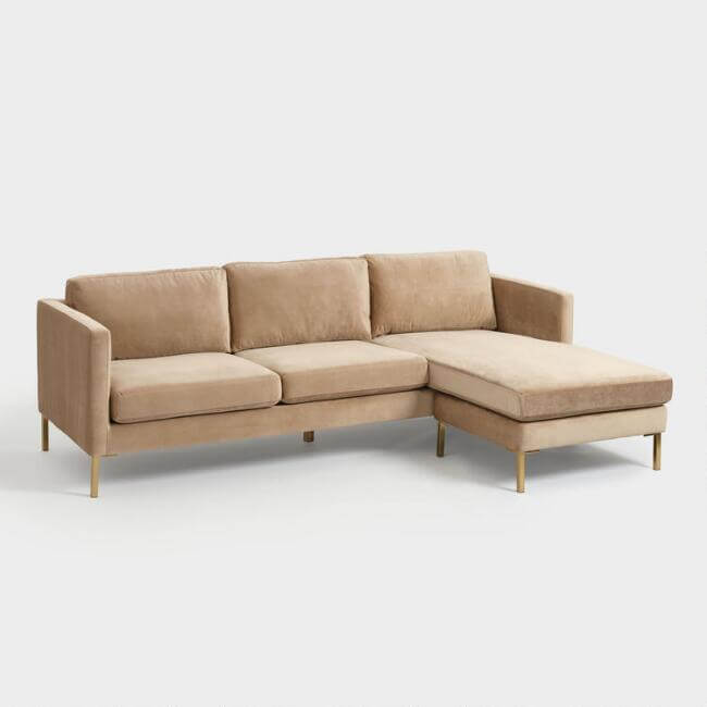 Camel Caitlin Sectional Sofa With Chaise 