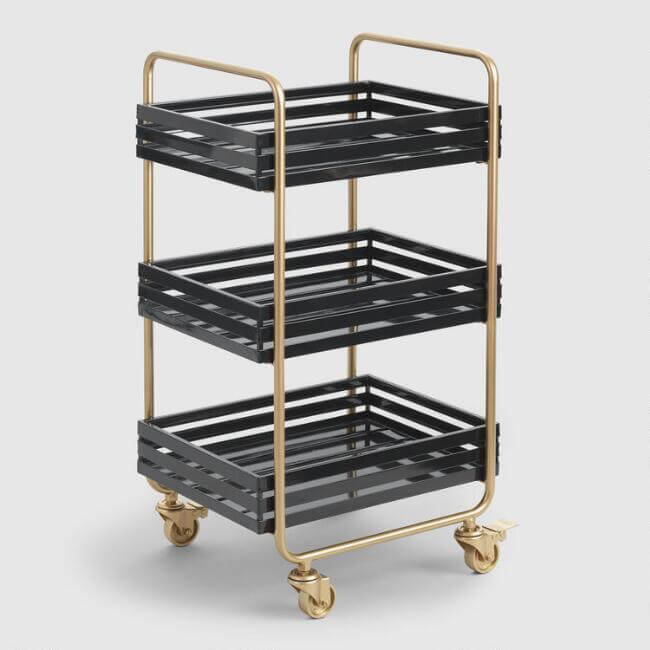 Gold And Black Metal Carson Rolling Cart 