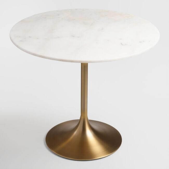 Gold And Marble Leilani Tulip Dining Table 