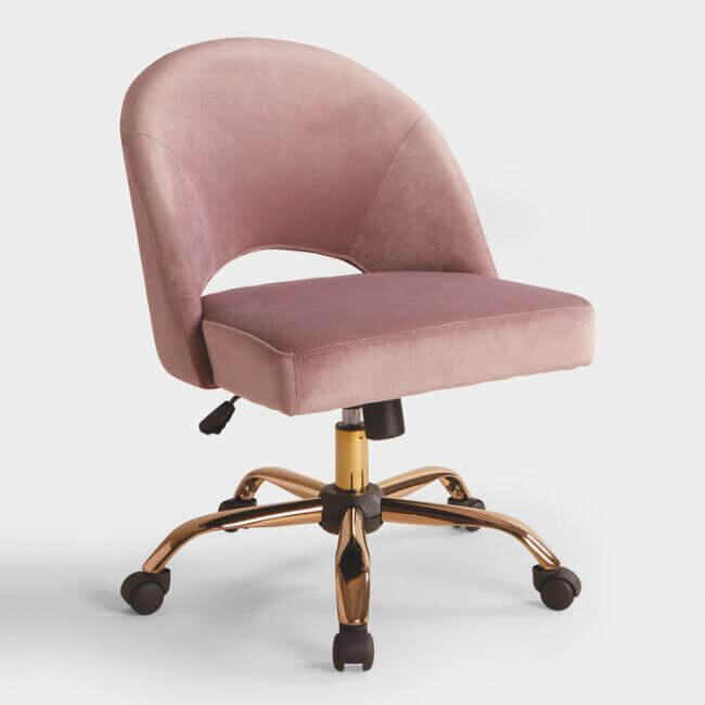 Mauve Velvet Cosmo Upholstered Office Chair 