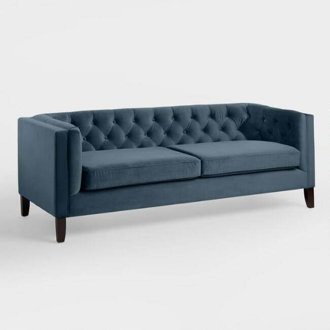 Midnight Blue Velvet Kendall Sofa 