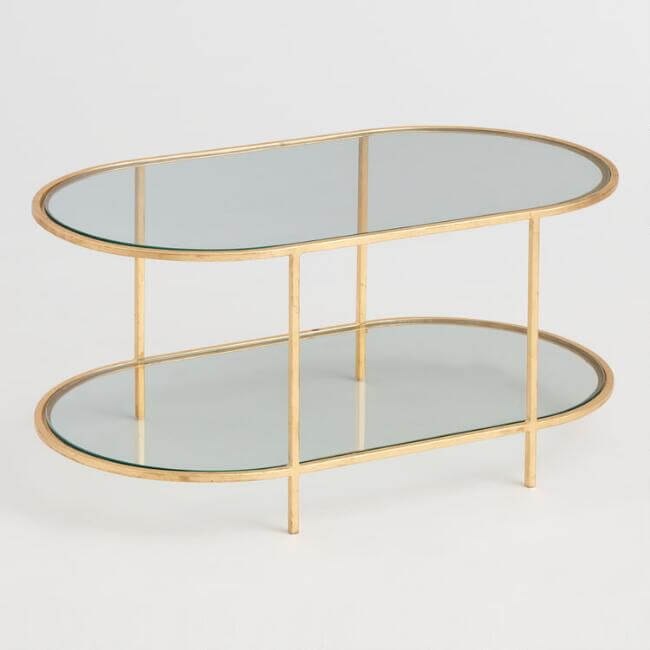 Oval Glass And Gold Leaf Rosalyn Coffee Table 