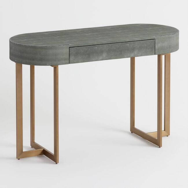 Oval Gray Faux Shagreen Katy Desk 