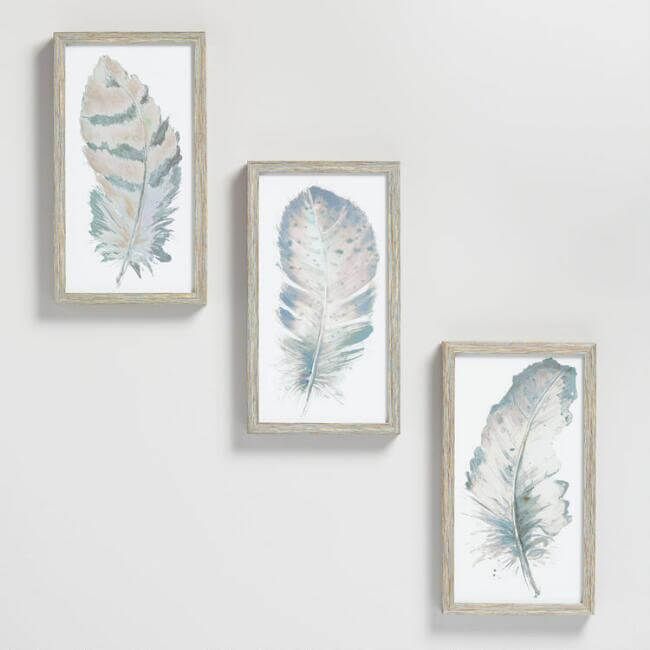 Blush Feathers By Patricia Pinto Wall Art Set Of 3 