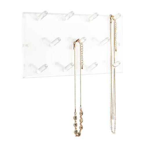 11-Peg Acrylic Necklace Wall Rack