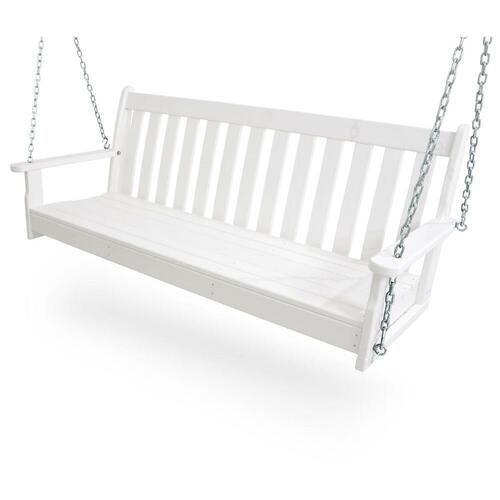 Polywood Vineyard 60 in. White Plastic Outdoor Porch Swing 