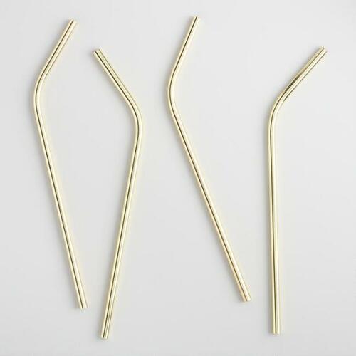 Stainless Steel Gold Straws 4 Pack 