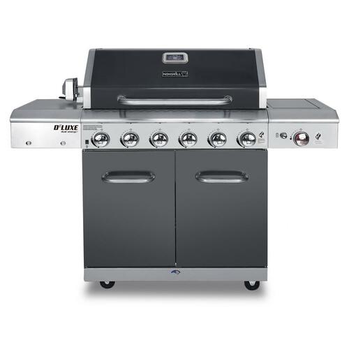 Deluxe 6-Burner Propane Gas Grill in Slate with Ceramic Searing Side Burner 