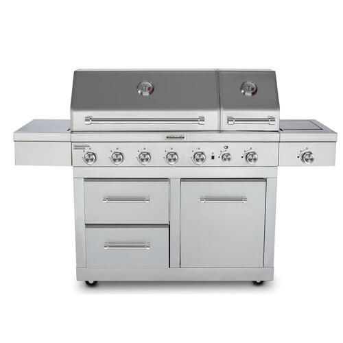6-Burner Dual Chamber Propane Gas Grill in Stainless Steel with Side Burner 
