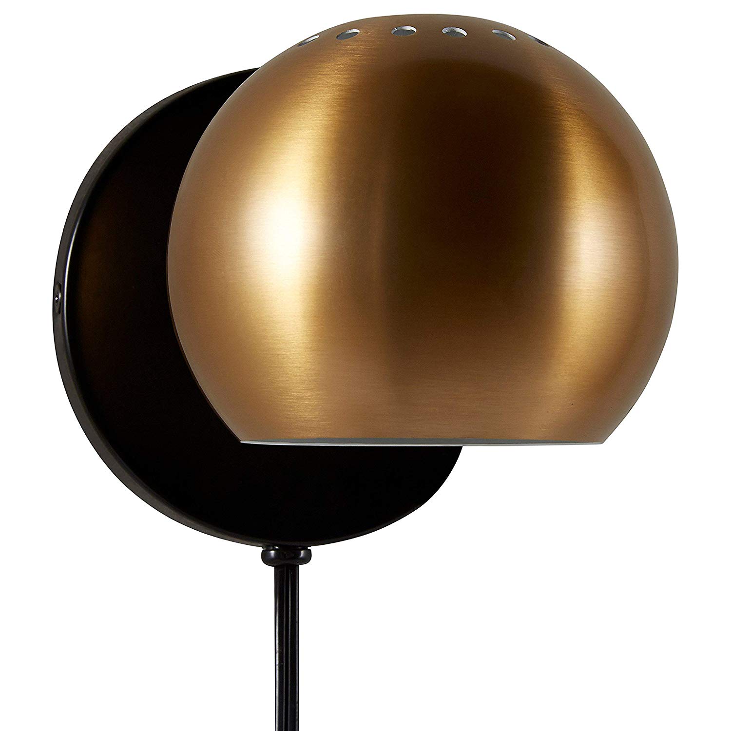 Gold Metal Plug-In Wall Sconce