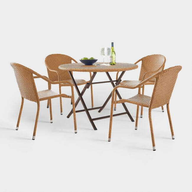 Natural All Weather Pinamar 5 Piece Outdoor Cafe Dining Set 