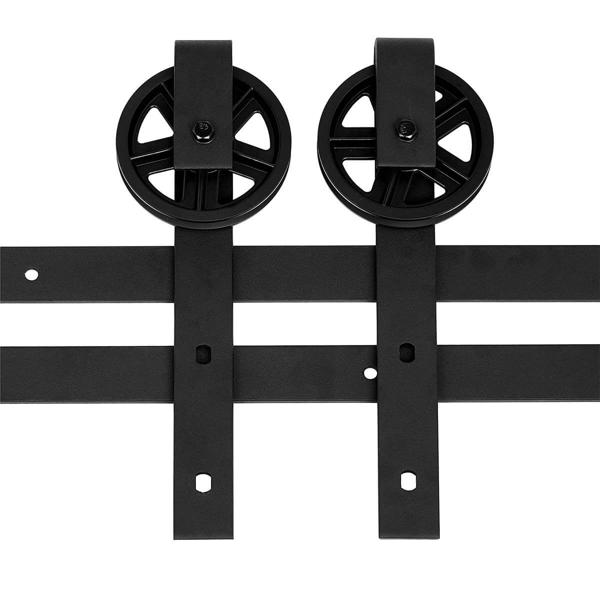 AmazonBasics Sliding Barn Door Hardware Kit, 6.6 Foot, Big Wheel, Black | Amazon