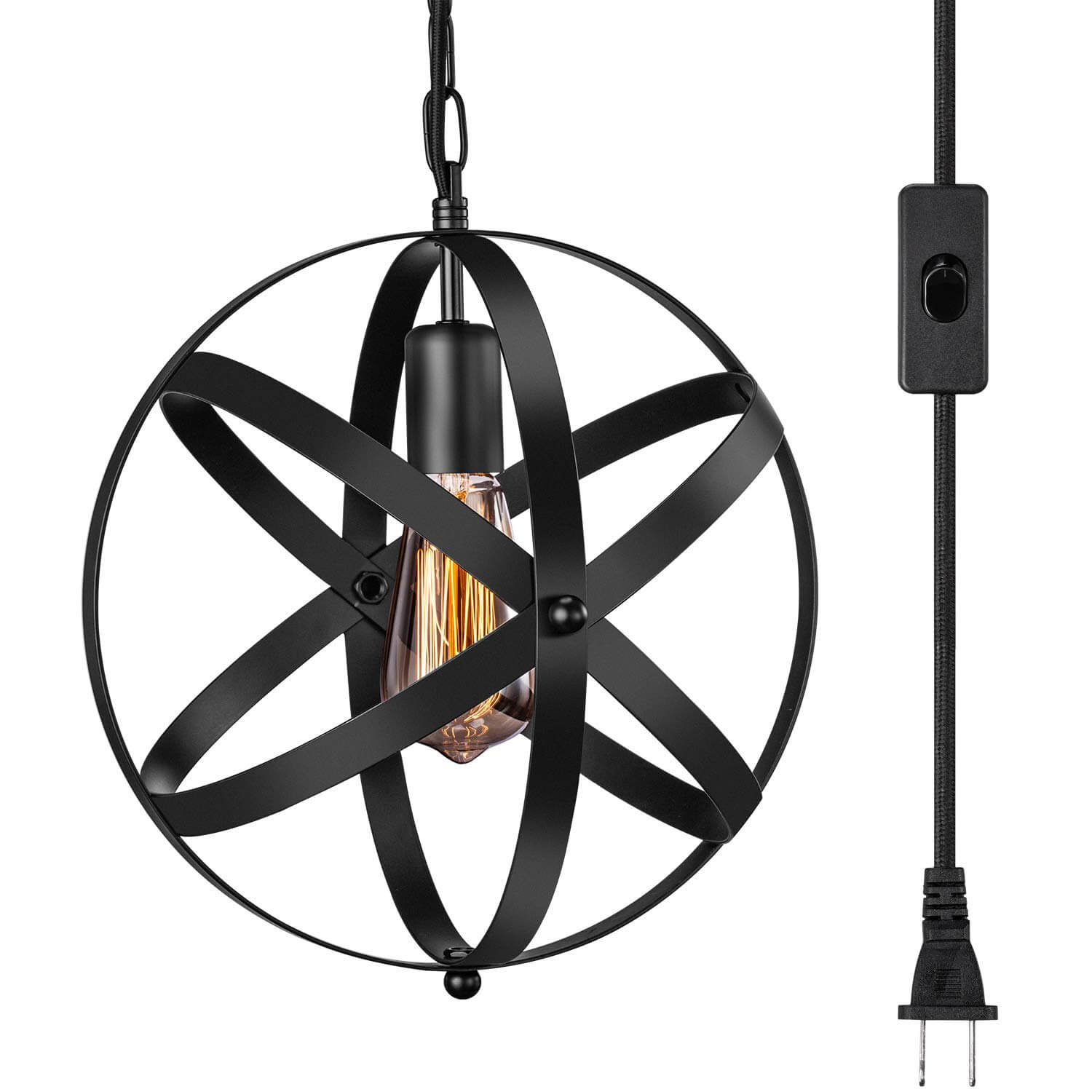 Industrial Plug in Pendant Light with 14.8' Hanging Cord and ON/OFF Switch | Amazon