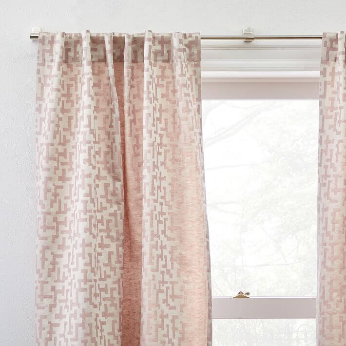Maze Jacquard Curtain - Pink Stone