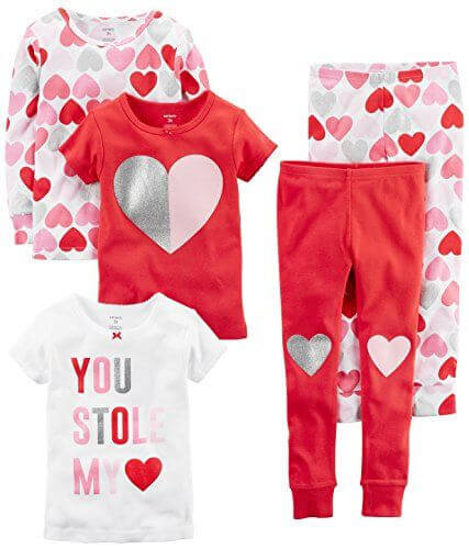 Carter's Baby-Girl 5-Piece Cotton Snug-fit Hearts Pajamas