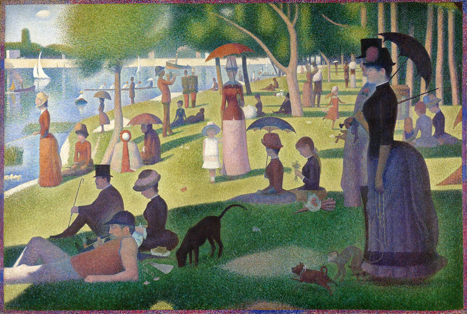 大碗島的星期天下午/A Sunday on La Grande Jatte, Georges Seurat, 1884。 圖片來源:Wikipedia