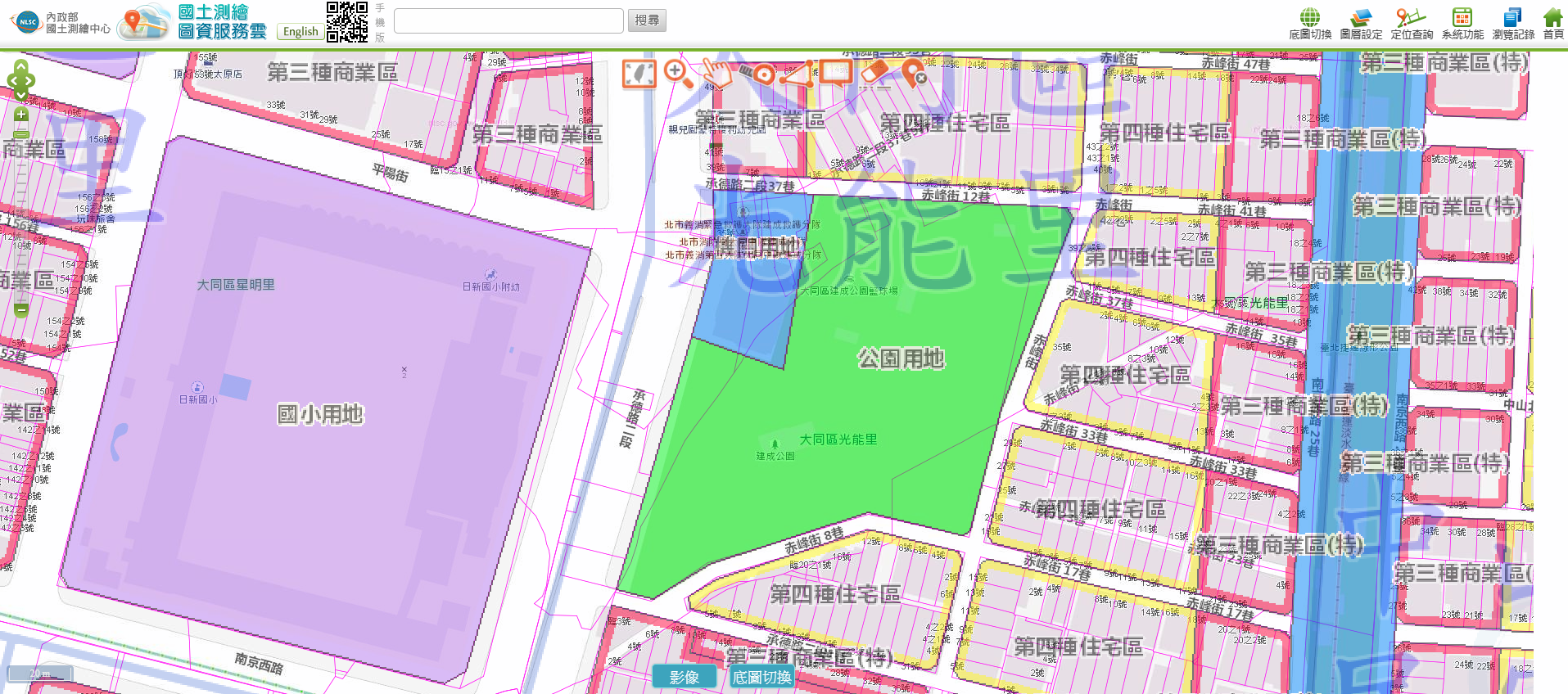 建成公園周遭土地使用分區圖