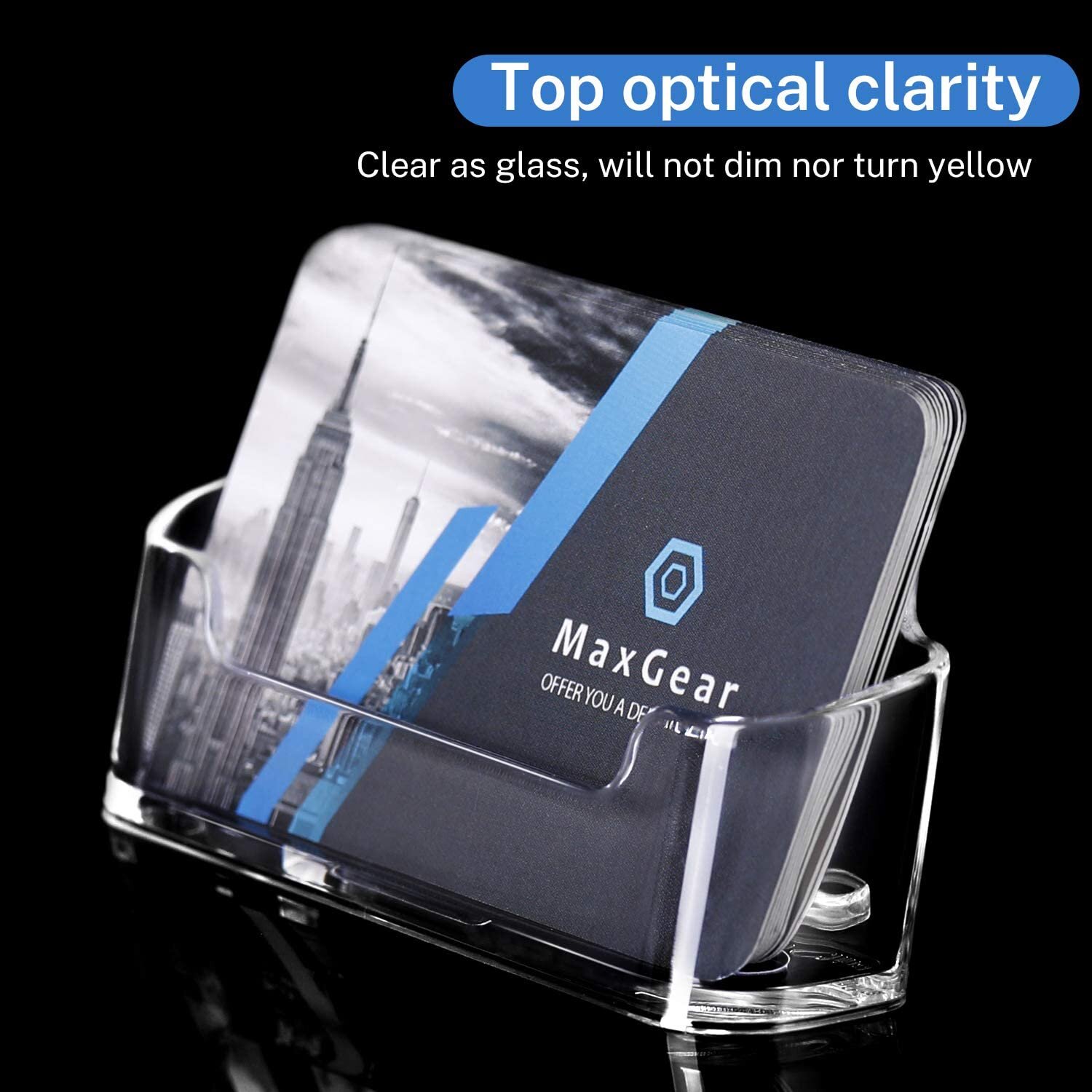 Single Compartment 3 4/5L x 1 4/5W x 1 2/5H 12 Pack MaxGear Acrylic Business Card Holder Stand for Desk Clear Business Card Stand Office Business Card Display 