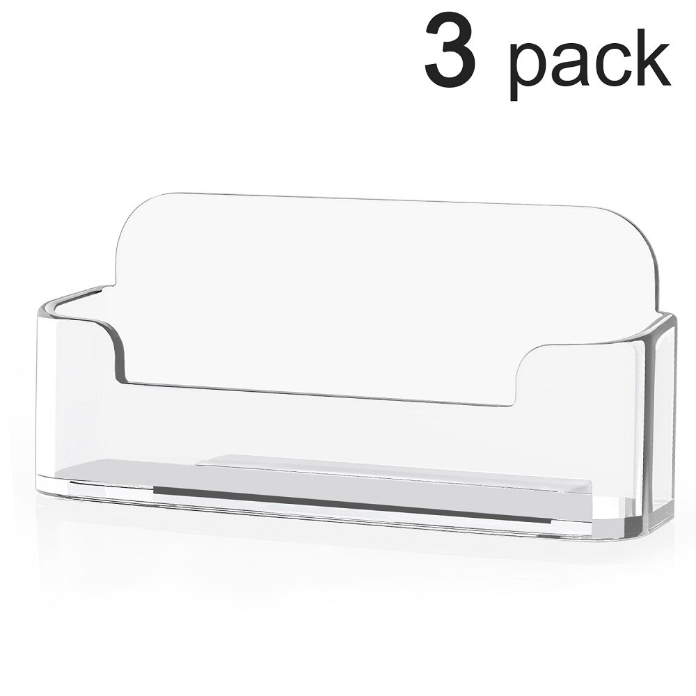 3 Pack MaxGear 2 Pocket Desktop Clear Acrylic Business Card Holder Stand Multi Business Card Display Holder 