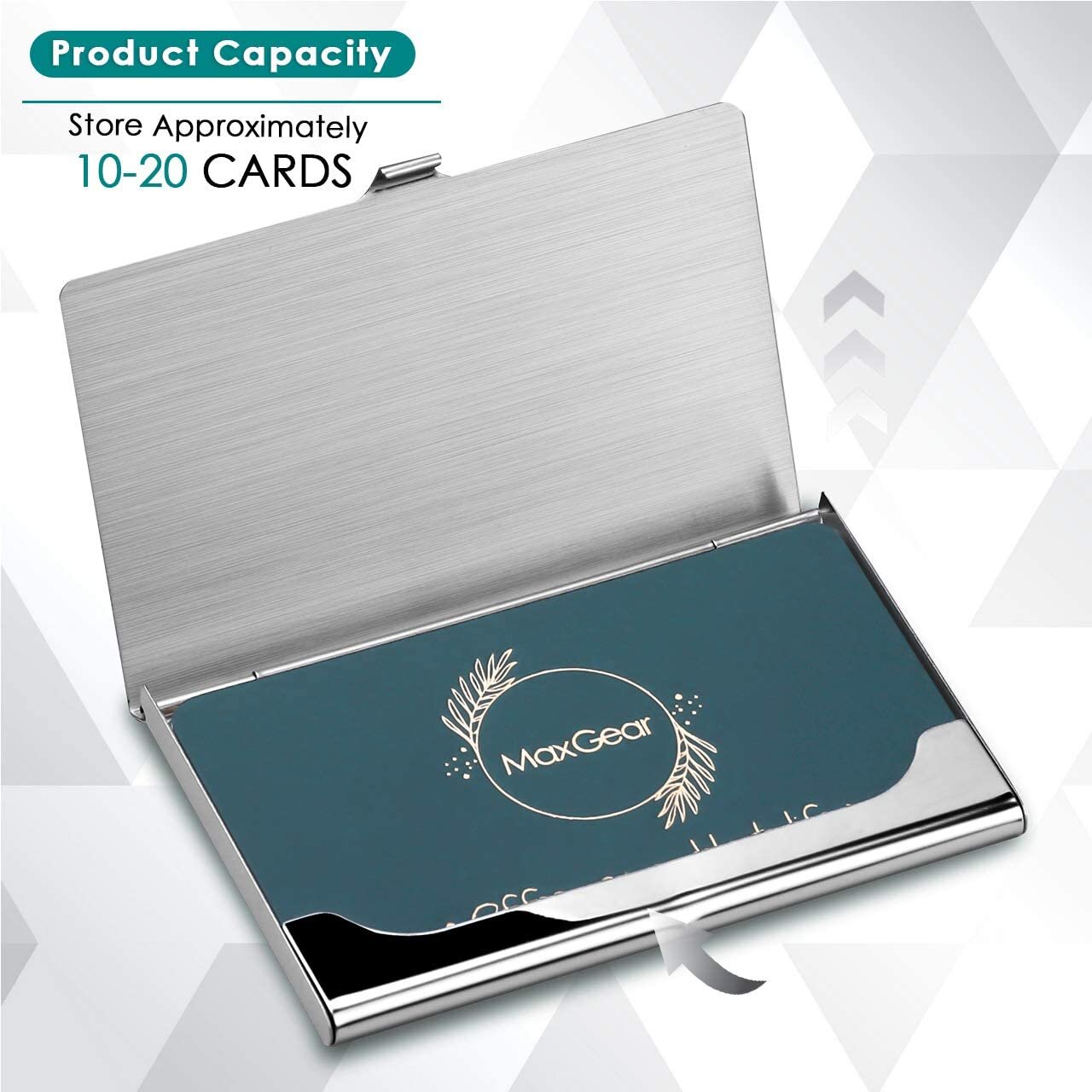 MaxGear Business Card Holders Case Professional Stainless Steel Metal Name For & 