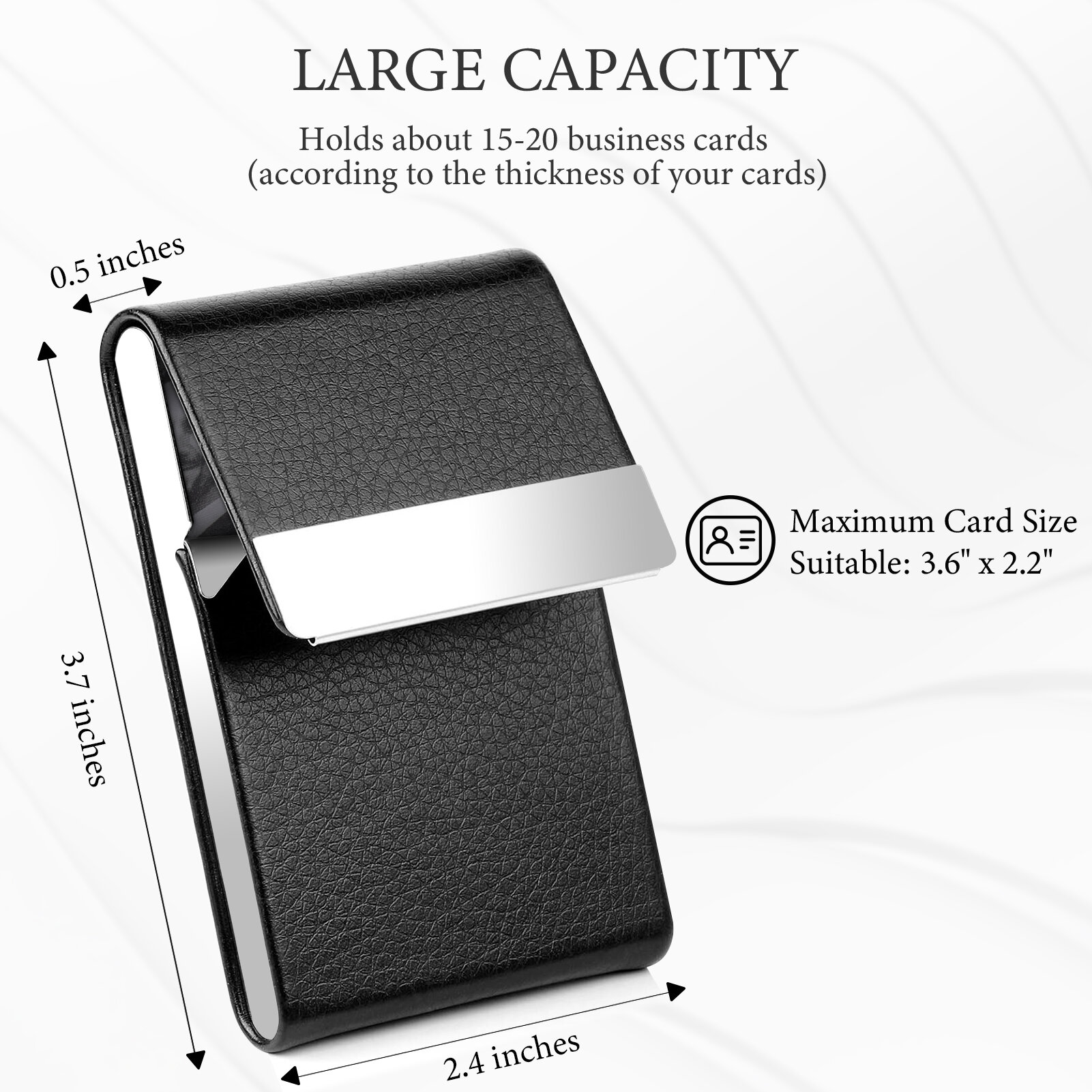 Gray MaxGear Leather Business Card Holder Business Card Case with Magnetic Shut Name Card Holder Holds 25 Business Cards for Men or Women 