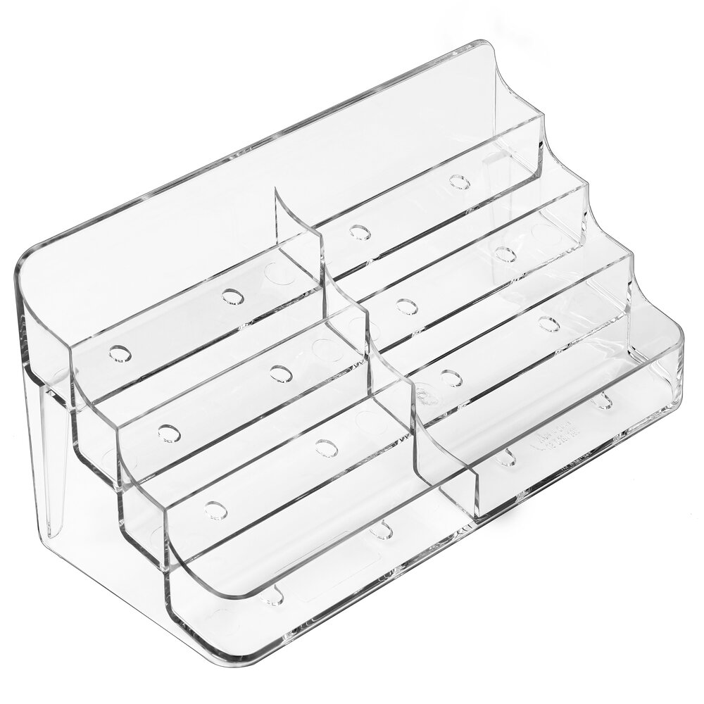 4 Pocket Desktop Clear Acrylic Business Card Holder Countertop Display Stand _*S
