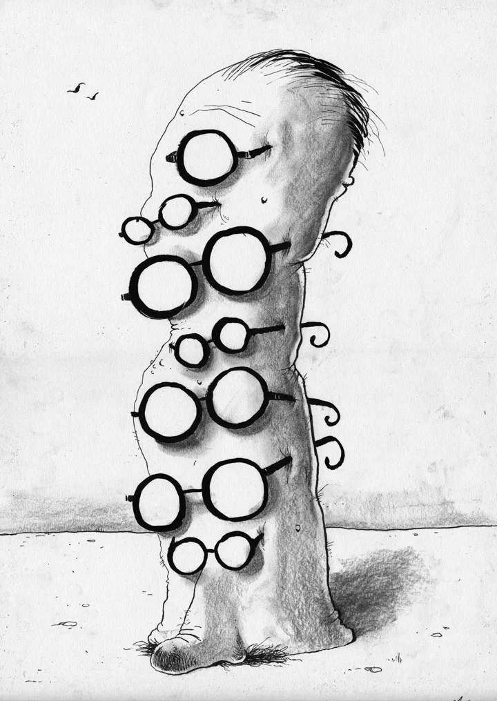 Ink, Charcoal and Fineliner, on Paper