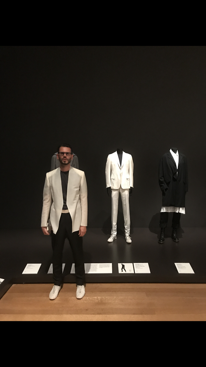  At the opening of the Museum of Modern Art's show September 2017, in the background my original white suit design from unstructured from 2005. 