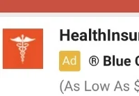 This advertisement for health insurance popped up while writing this blog...