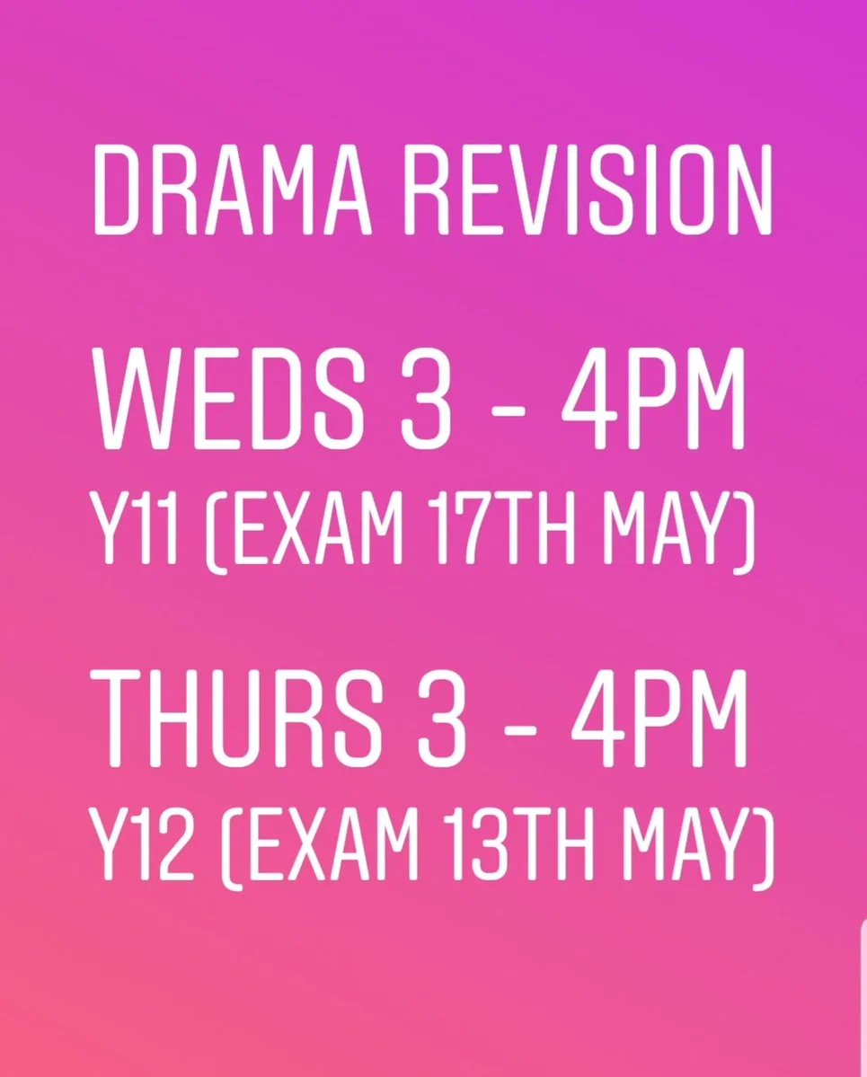 Now that our Pracs are over, it is time to revise those plays! An extra chance to grab resources, rewatch theatre clips or just seek some support! Continues next week in ca29...