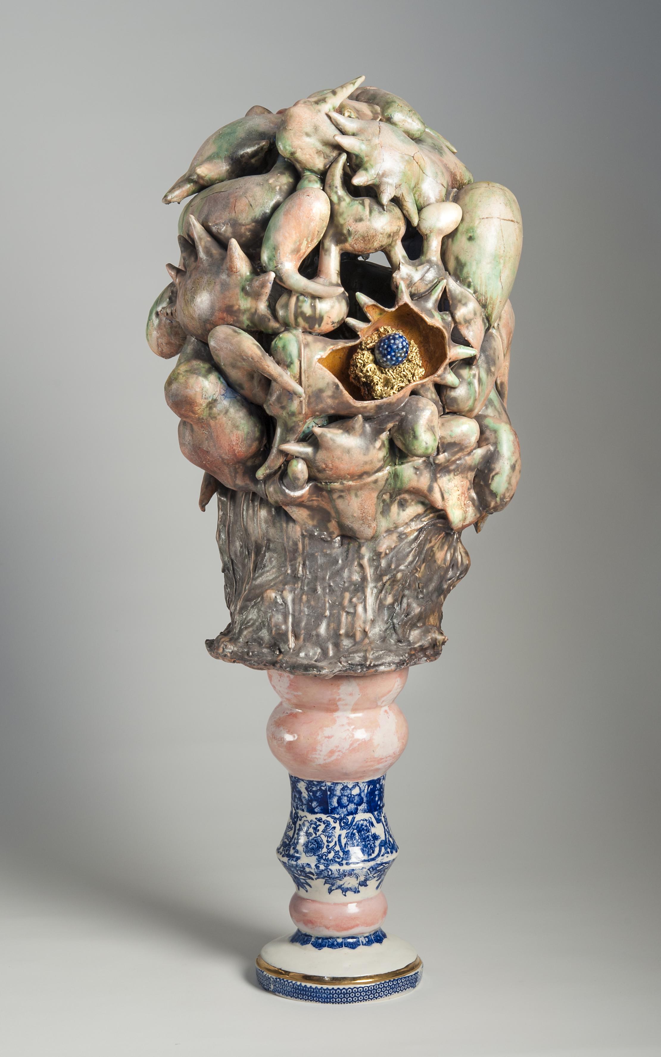 Portrait Bust with Eye, 38″H, porcelain, 2015