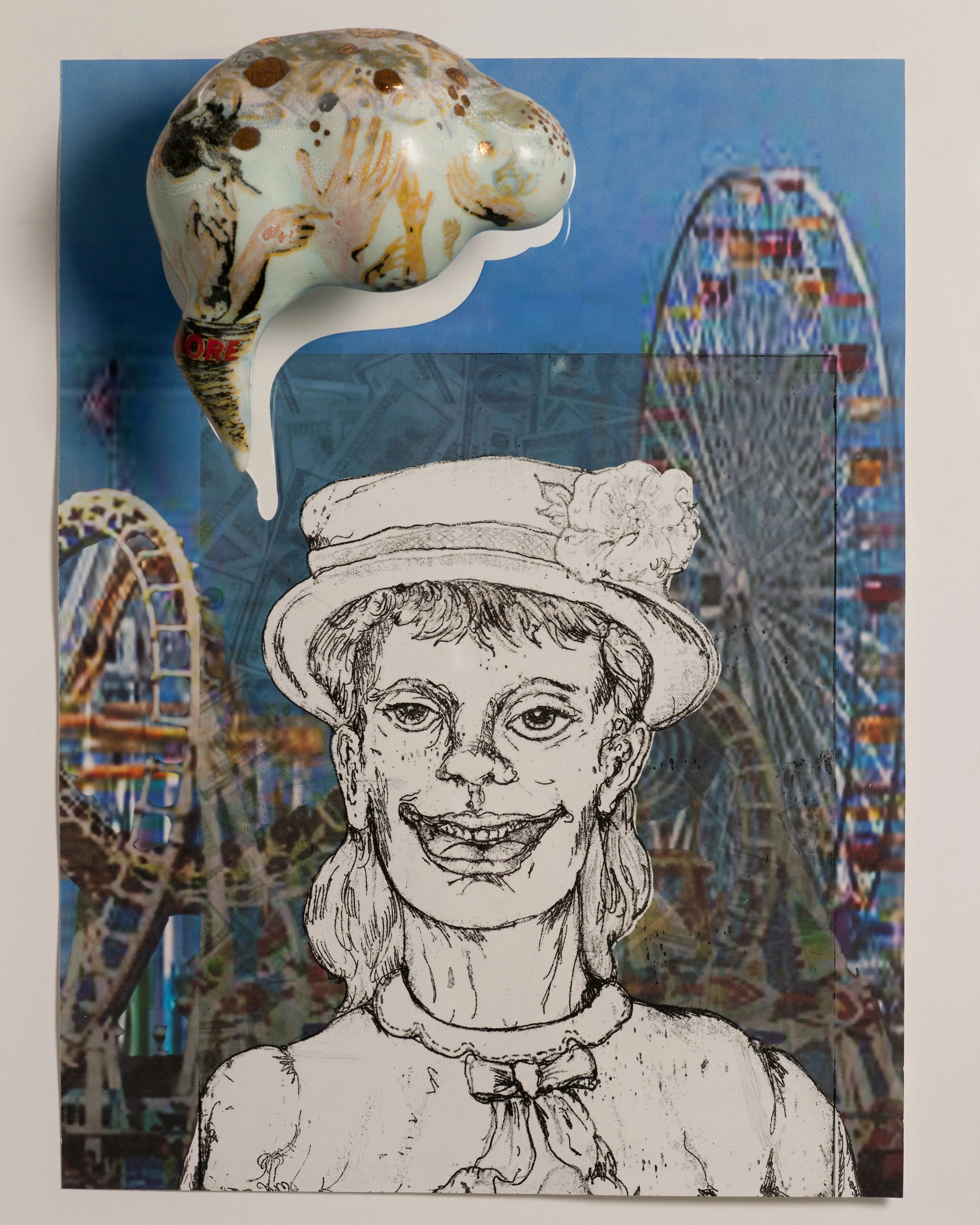 Coney Island, 14″x 17″, paper, porcelain, 2012