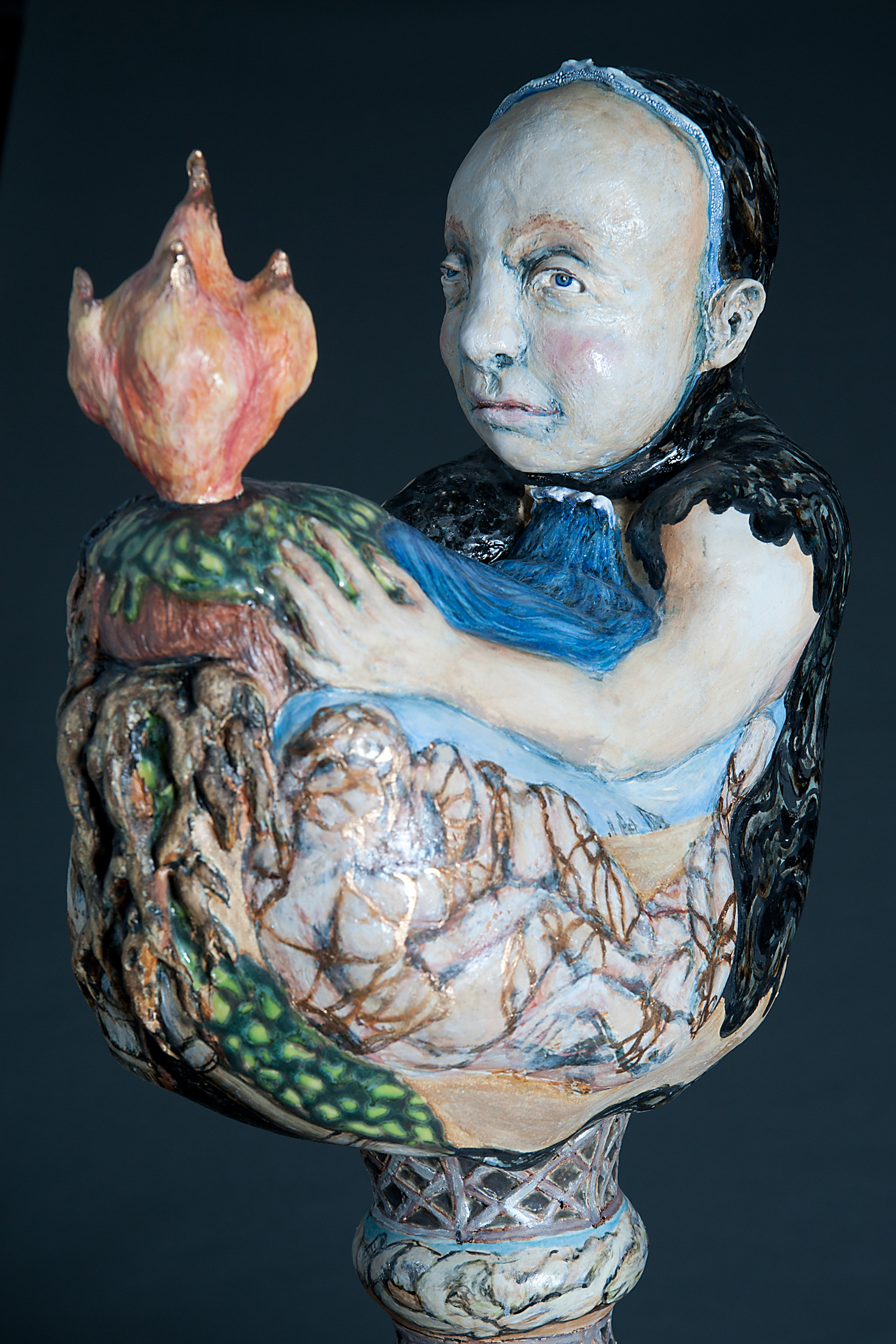 Oil Lamp, 26″W x 16″D x 44″H, multiple fired stoneware, 2010