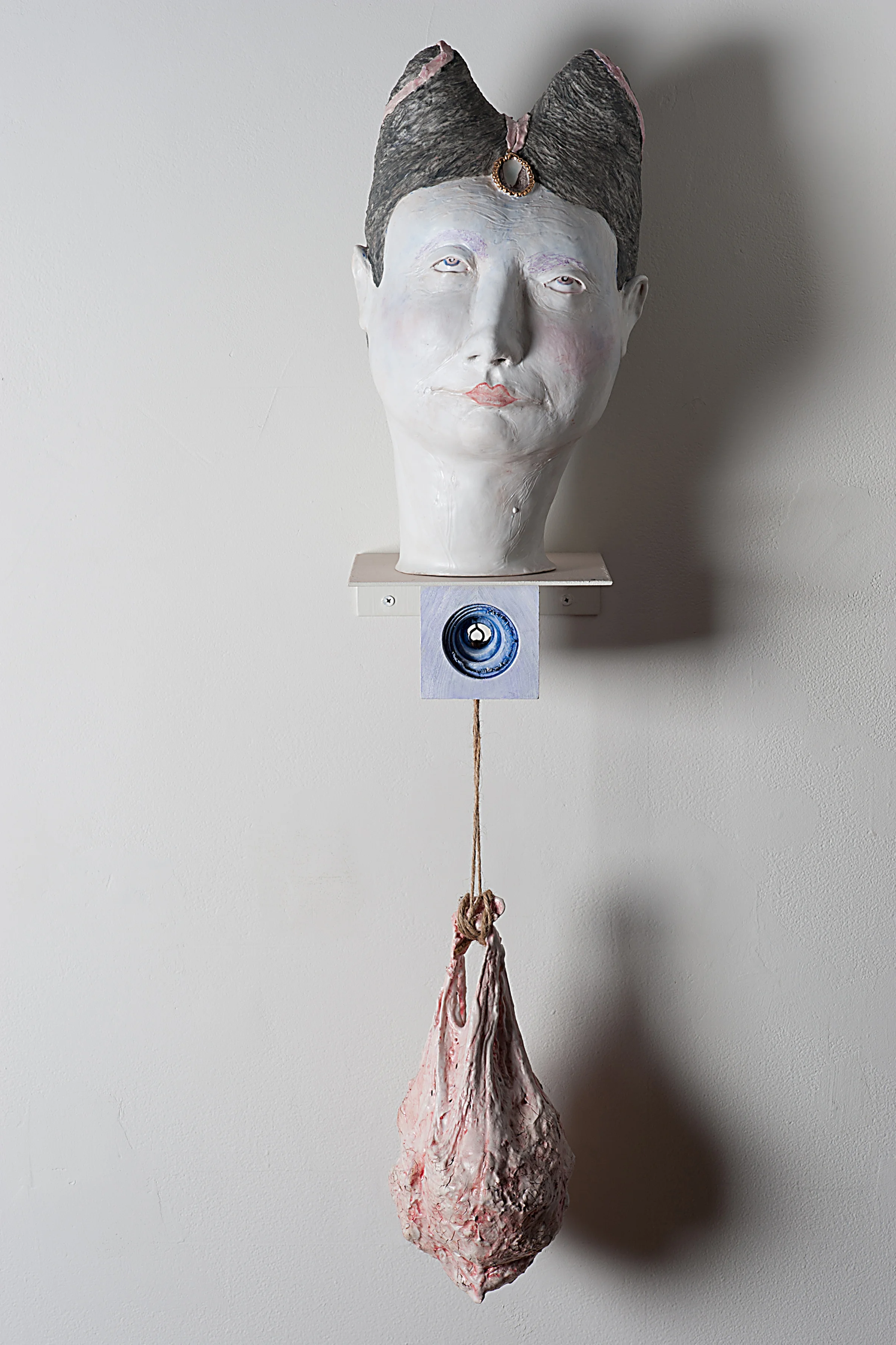 The Pass, 14″W x 10″D x 36″H, multiple fired porcelain, wood, steel, 2010