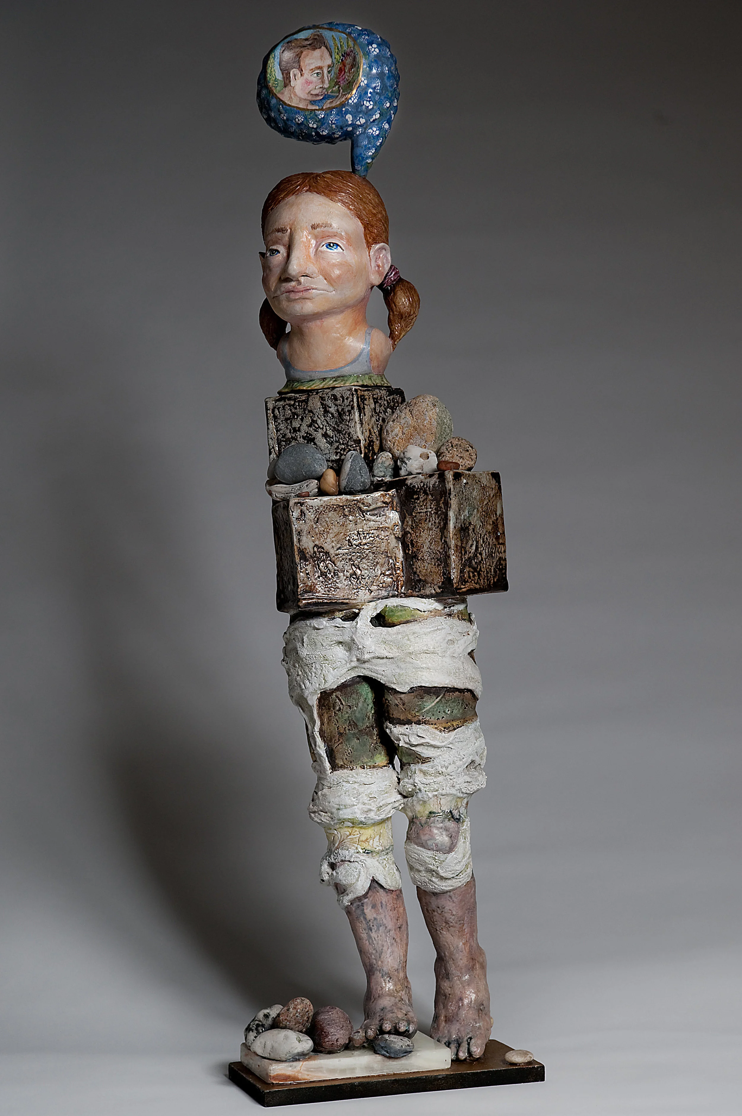 Walled Garden Memory, 14″W x 12″D x 39″H, porcelain, stones, 2010