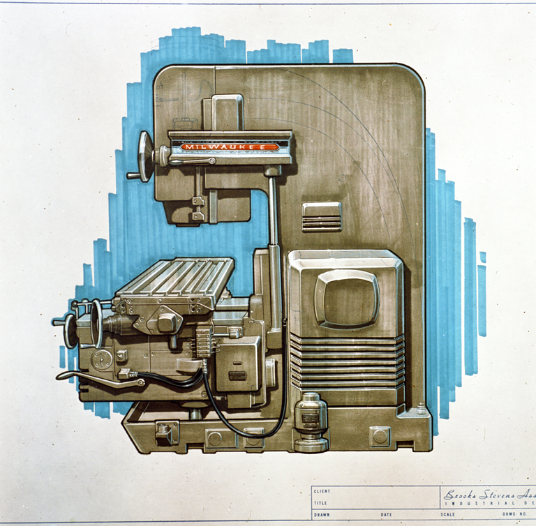 Fig 3 - Brooks Stevens Office, felt-tip rendering for the Milwaukee-Matic, machine tool, n.d.