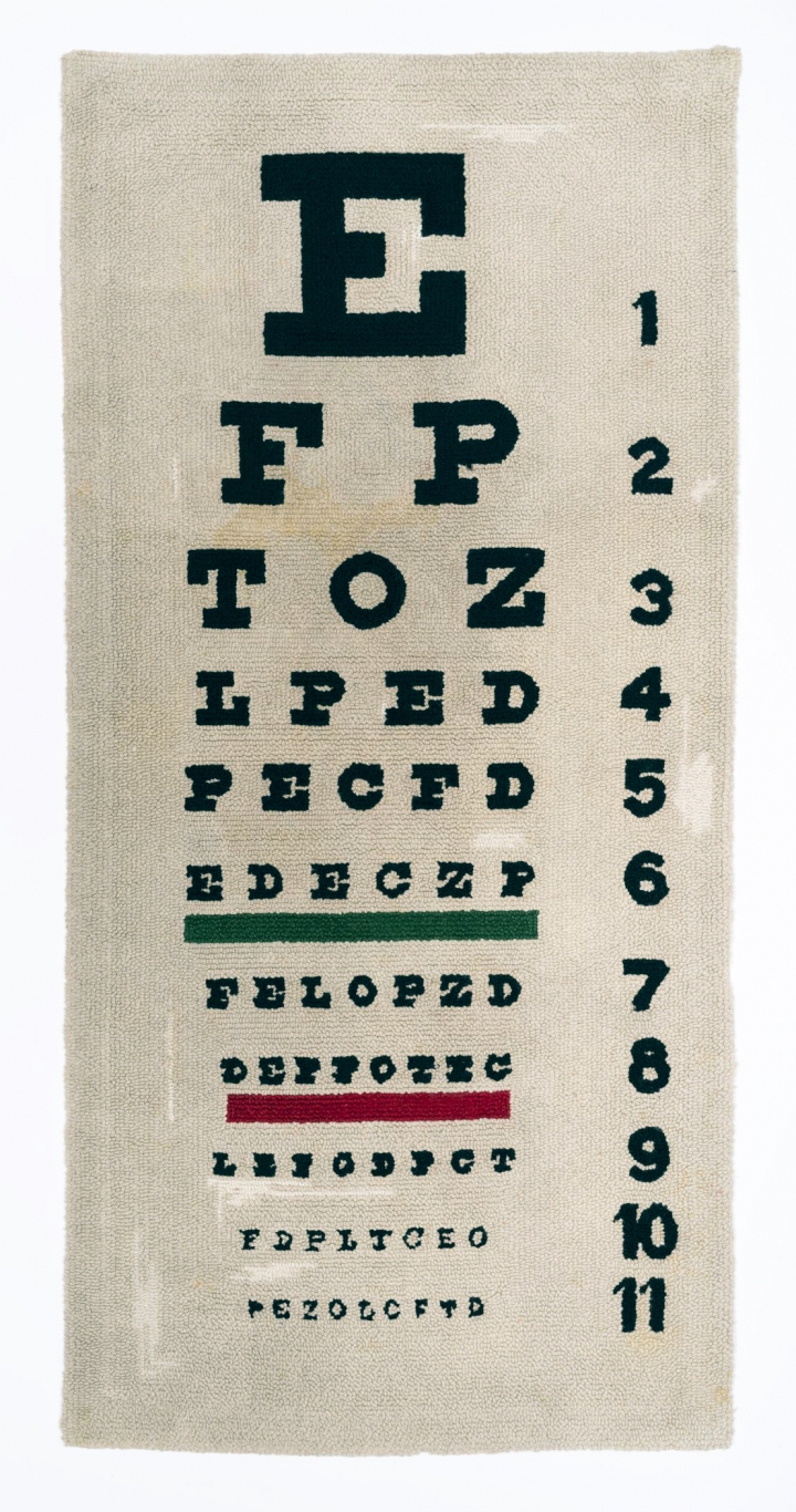 Dorothy Grebenak, “Eye Chart” (1964), wool, 32 ½ x 68 in.