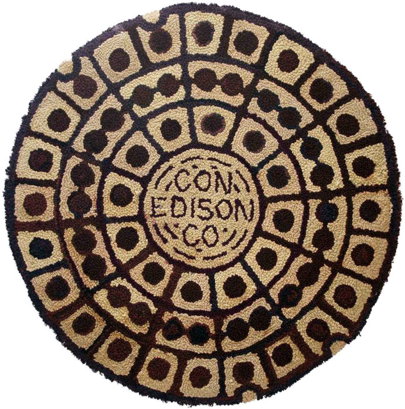 Dorothy Grebenak, “Con Edison Co.” (1963), wool, 31 1/2 x 31 1/2 in.