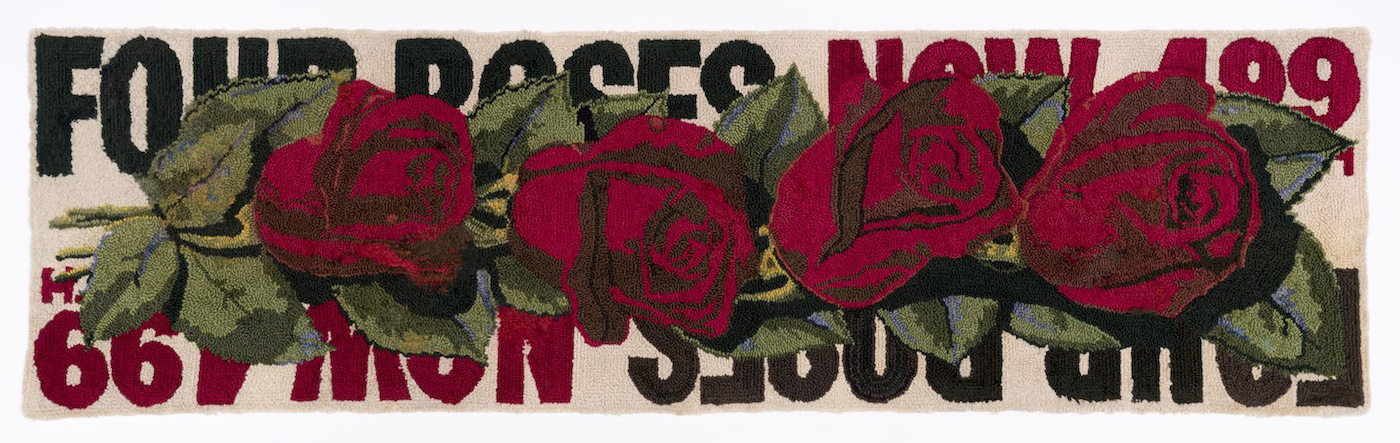 Dorothy Grebenak, “Four Roses” (1964), wool, 26 x 90 in.