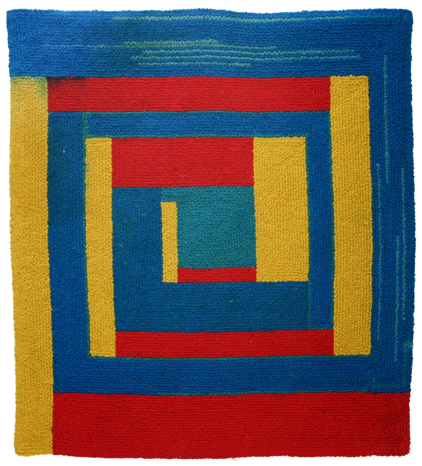 Dorothy Grebenak, “Yellow, Red, Blue” (1964), wool, 36 x 32 in.
