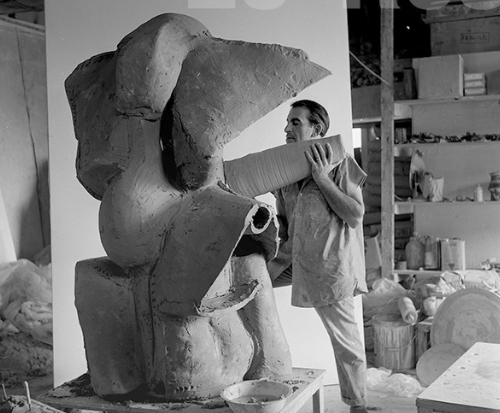 Peter Voulkos in his Los Angeles studio