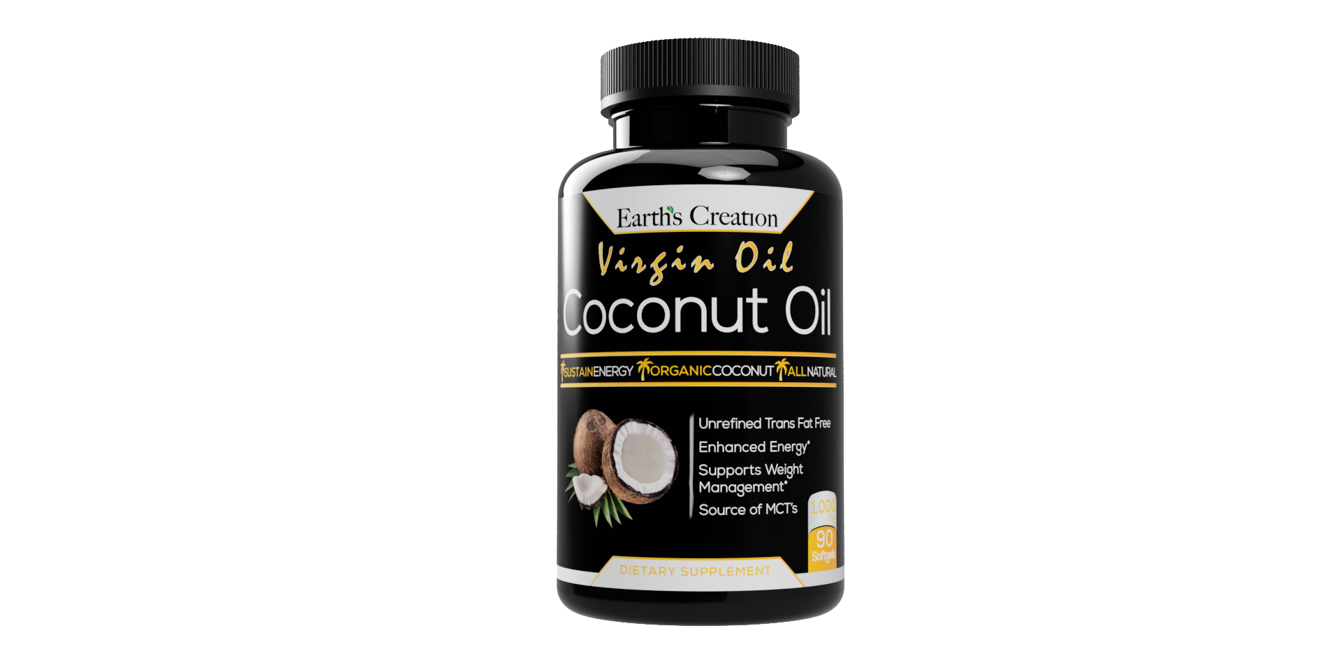 coconut oil energy supplements, 90 softgels
