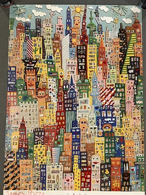 1987 Original James Rizzi - “One Man's Ceiling is Another Man's
